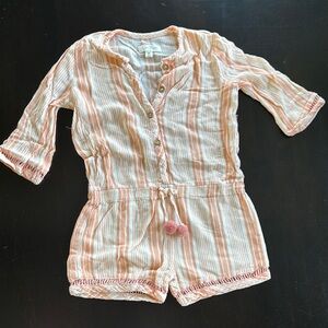 Striped Button-Up Top in Orange and White
